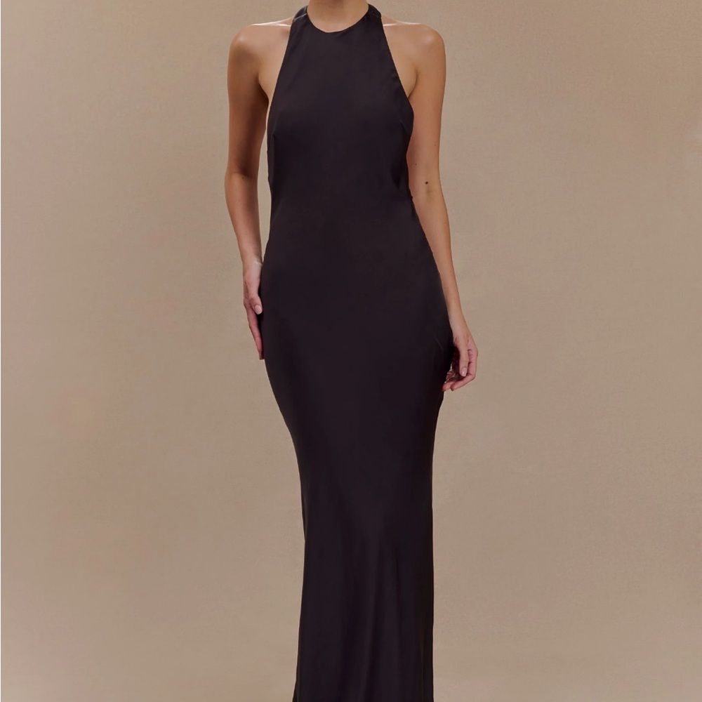Meshki Black Halter Sheath Dress